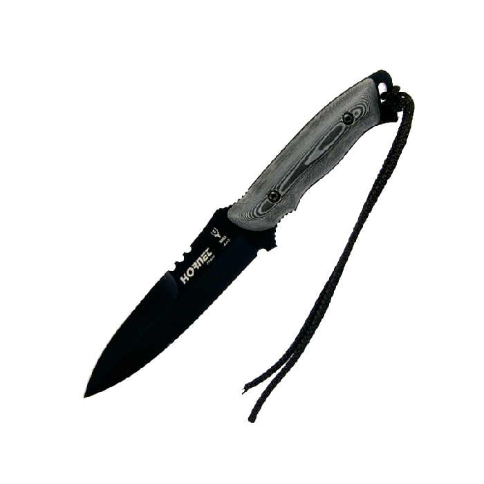 Tactical Mes Muela Hornet Zwart 14cm met Zwart Leren Etui