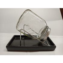 kiemglas 1000ml met houder en druppelschaal antraciet