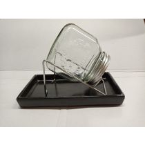 kiemglas 750ml met houder en druppelschaal antraciet