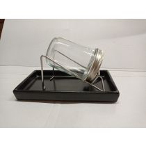 kiemglas 500ml met houder en druppelschaal antraciet